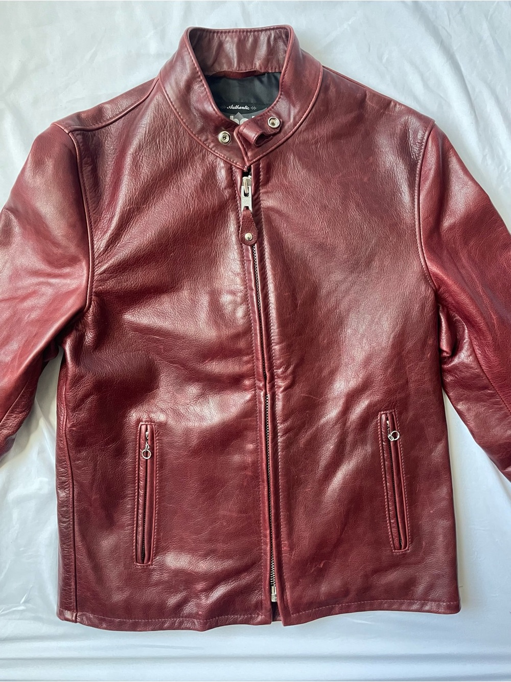 Schott N.Y.C. Authentic Vintage Burgundy 100% Leather Biker Jacket Brand New
